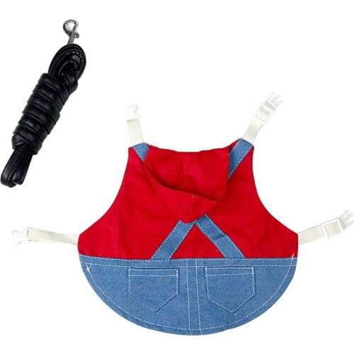 Pet Lightweight Rabbit Clothes Cowboy Jacket Coat Small Animal Harness Leash Vest Bag Sports Hat Set With Traction Rope