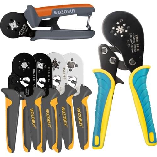 Self-Adjusting Ratchet Ferrule Crimping Tool Kit, HSC8 6-4/6-6/VXC9 16-6 Ergonomic Handle High-Precision Fixture Hardware Tools