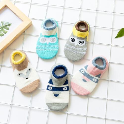 2017 new summer children socks 2-10 years children breathable socks comfortable owl pattern girl/boys Invisible socks kids socks
