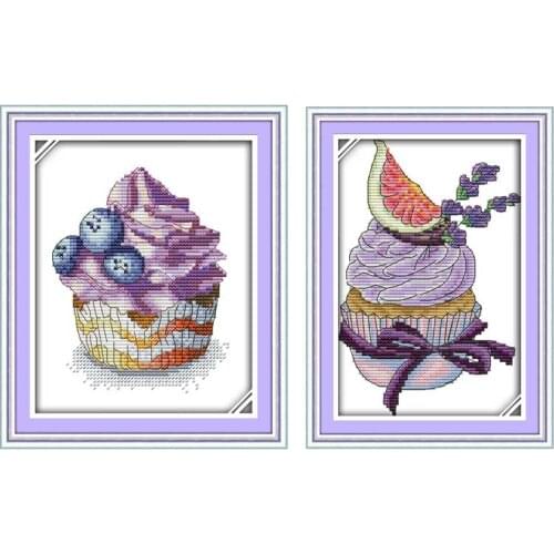 Oneroom Blueberry Lavender cake counted Cross Stitch 11CT 14CT Cross Stitch Set Wholesale DIY Cross-stitch Kit Embroidery
