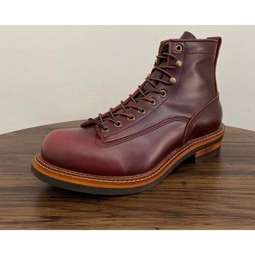 Unisex Autumn Vintage Handmade Men Casual Cow Leather Shoes High Quality Dress Ankle Boots British Tooling Work Motorcycle Boots