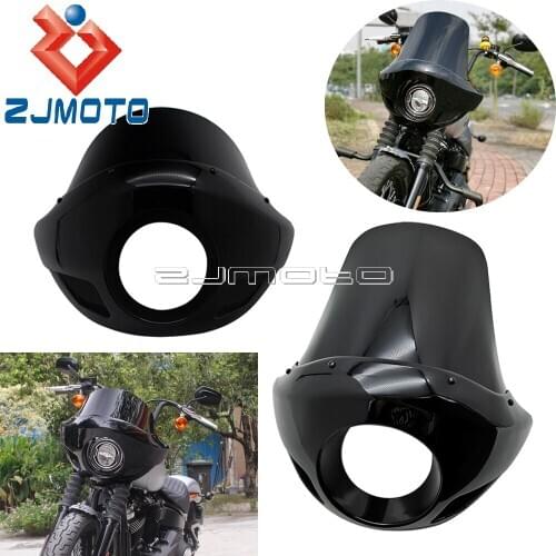 Motorcycle Front Light Fairing Windshield Windscreen 5.75" Headlight Mount For Harley Sportster XL883 1200 Sport 35-49mm Forks