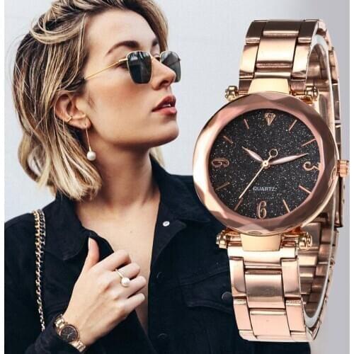 2020 Luxury Women Watch Rose Gold Starry Sky Dial Personality Romantic Bracelet Women Wrist Watch Ladies Clock reloj mujer