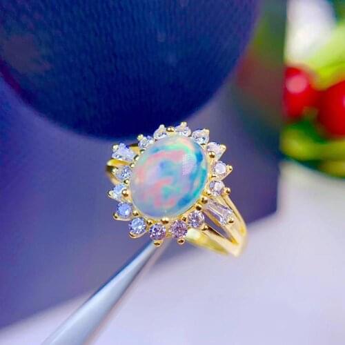 The Best engagement Gift Opal Ring Solid 925 Sterling Silver For Women Colour Gem Stone Rings Fine Jewelry