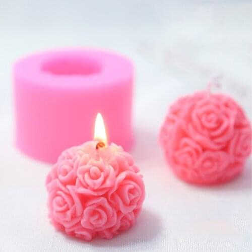 3D Rose Ball Candle Silicone Mould for Diy Handmade Chocolate Mold Craft Plaster Resin Clay Mold Home Decorrating