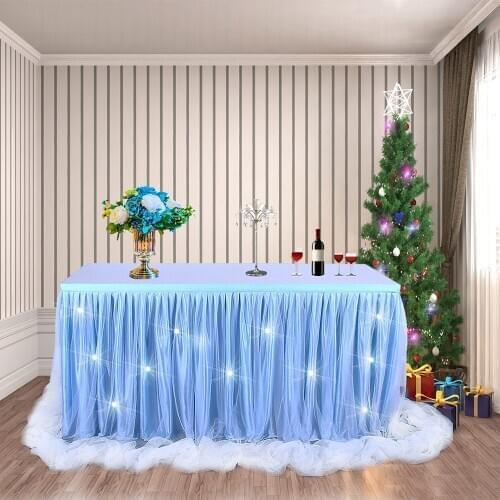 Wedding Party Tulle Table Skirt Tableware Cloth Cover Baby Shower Party Table Skirting Birthday Party Tablecloth Home Decor