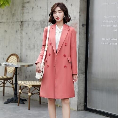 Trench Coat Women Spring Autumn New British Popular Overcoat Temperament Casual Double-breasted Red Slim Windbreaker Female E250
