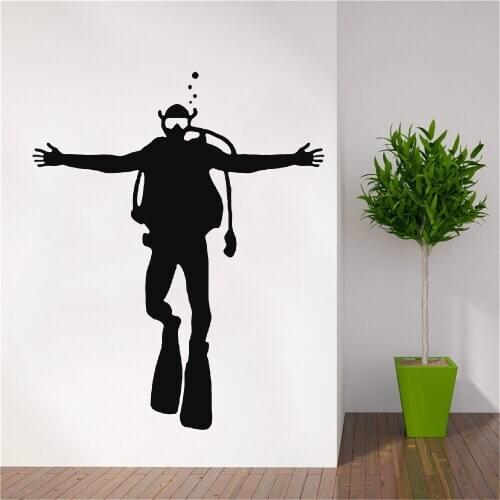 Swimming pool decoration men diving pattern wall stickers wallpaper stickers bedroom bathroom wall decor WL273