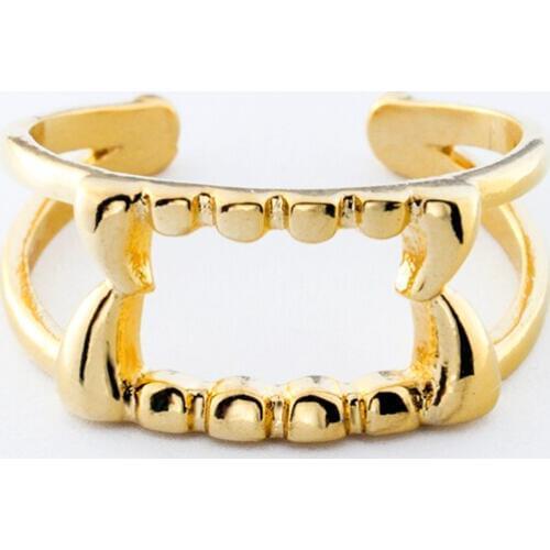 GORGEOUS TALE 2019 New Copper Designs Easter Day Jewelry Vintage Vampire Midi Skull Rings for Women Braces Teeth Rings BFF Gift