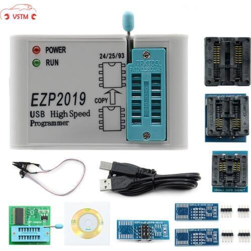 High-speed EZP2019 USB SPI Programmer with 7 adapters sockets support 32M Flash 24 25 93 EEPROM 25 flash bios WIN7 WIN8