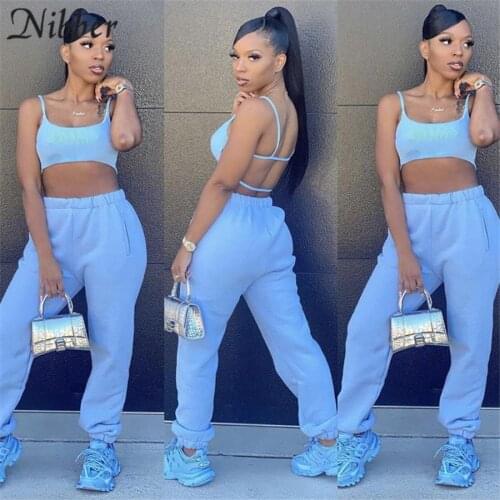 Nibber Women Summer Backless Camisole Crop Tops and Cargo Pants Jogger Streetwear Casual Soild Sportwear 2 Two Piece Sets