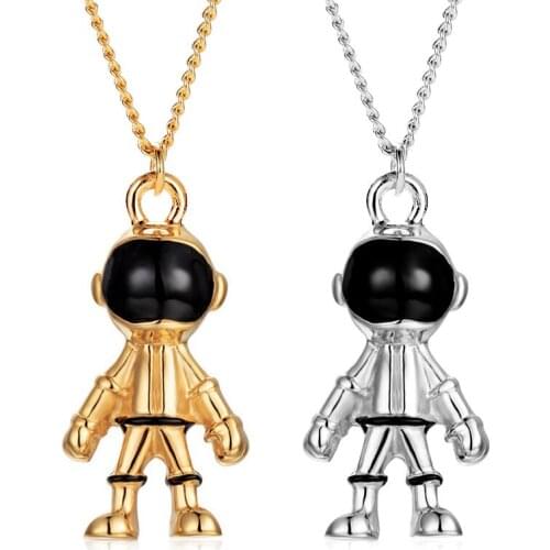 Women Creativity Space Astronaut Robot Bubble Pendant Necklace Hip-hop Street Pop Personality Punk Jewelry Collier Femme BFF