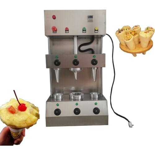 Umbrella Shape Screw Shape Stainless Steel Pizza Cone Machine 3 Working Heads Pizza Cone Forming Machine 3000W