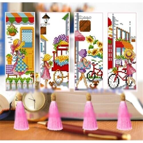 1-3 DIY Craft Stich Cross Stitch Bookmark Christmas Plastic Fabric Needlework Embroidery Crafts Counted Cross-Stitching Kit