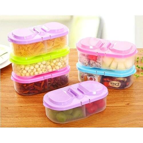 1PC Two covered kitchen food grains multifunctional kitchen refrigerator sealed PP plastic storage box OK 0215