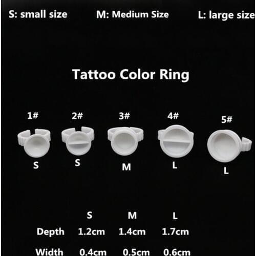 100pcs Disposable Permanent Makeup Ring Small/Medium/Large Size Tattoo Ink Eyebrow Tattoo Pigments Holder Rings Container/Cup