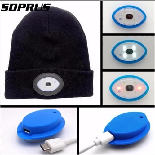 2021 New Fashion 6 LED Warm Soft Knitted Hat Light Rechargeable Flashlight Cap for Climbing Fishing Camping Running