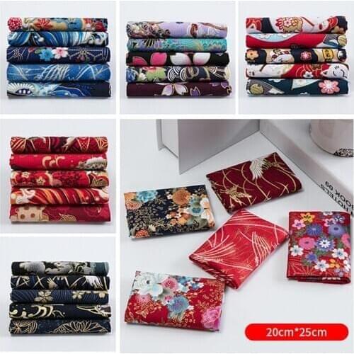 20x25cm 5PCS Japanese Style Handmade Craft Sewing Cotton Fabric DIY Coin Purse Drawstring Pocket Sachet Making Materials