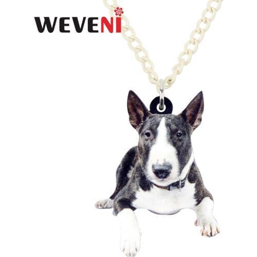 WEVENI Acrylic American Pit Bull Terrier Dog Necklace Pendant Collar Trendy Bijoux Bijoux Jewelry For Women Girl Hot Wholesale