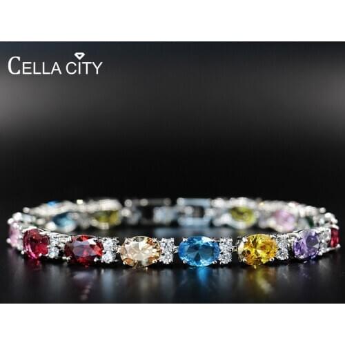 Cellacity Silver 925 Jewelry Gemstones Bracelet for Women Oval Zircon Trendy Female Fine JewelryValentines Day gift Wholesale