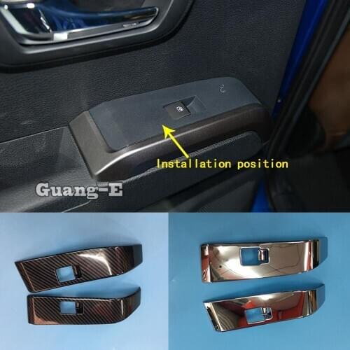 For Toyota Tacoma 2015 2016 2017 2018 2019 2020 Car Stick Rear Back Door Window Glass Lift Switch Button Armrest Trim Frame 2Pcs