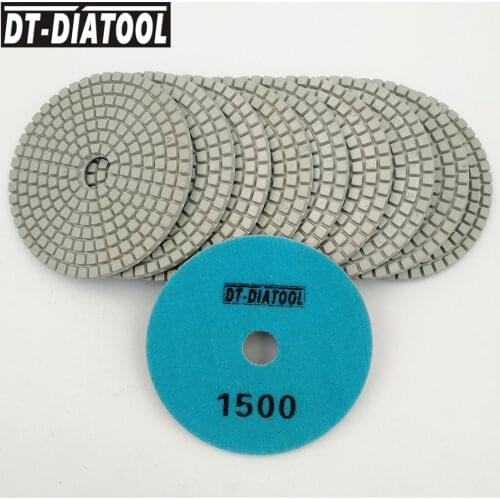 DT 10pcs/pk #1500 White Diamond Wet Polishing Pads Resin Bond Sanding Discs 4" For Marble, Granite, Stone, & Terrazzo Floor