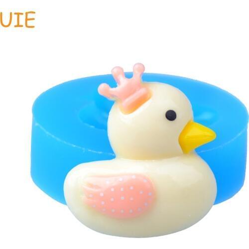 DYL408U 29.4mm Duck with Crown Silicone Mold - Animal Mold Fondant Cake Decoration Cookie Biscuit, Resin Clay, Jewelry DIY Candy