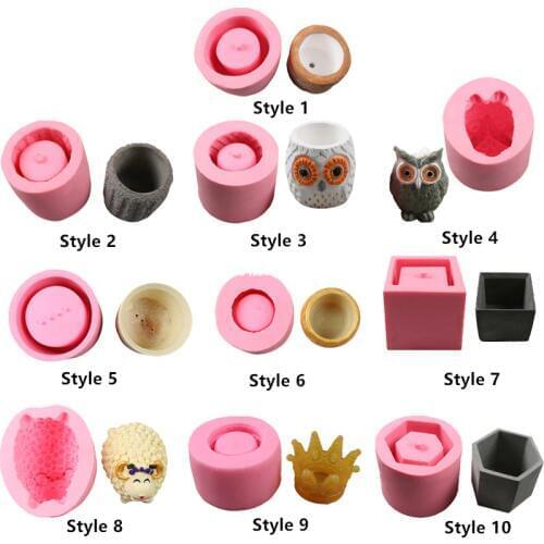 Concrete Silicone Flower Pot Mold 3D Owl Succulent Cement Plaster Mould Soap Candle Making Mold Ceramic Potted Plant Crafts