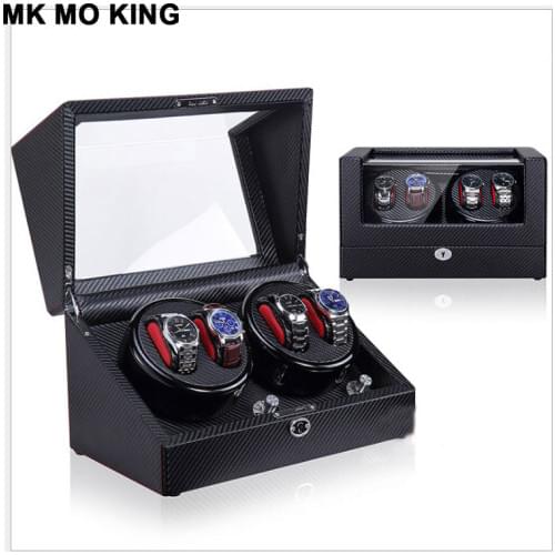 Hot Sale Brand LED 4 Grid Wood Electric Fibre Automatic Upper Chain Gift Box for Mens Womens Watch Storage Box DHL Fast Send
