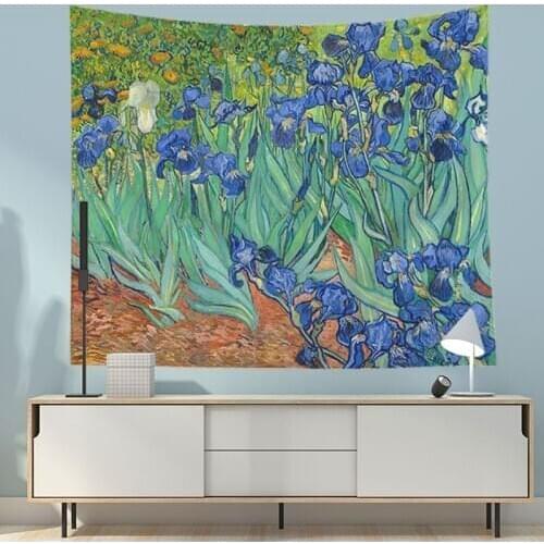 Impressionist Wall Tapestry Van Gogh Art Picture Starry Sky Landscape Hippie Tapestry Wall Hanging Farmland House Decor Blanket