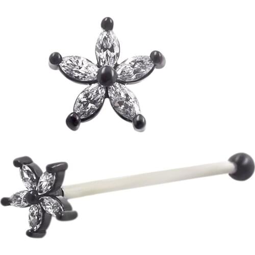 JHJT 14G 1.6mm Industrial Piercing Internal Thread 316L Surgical Steel Star Ear Ring Barbell Cartilage Earring Body Jewelry