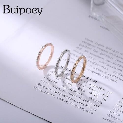 Buipoey Simple Style Crystal Drop Rings For Women Original Girl Fashion Gold Silver Color Ring Engagement Party Jewelry Gift