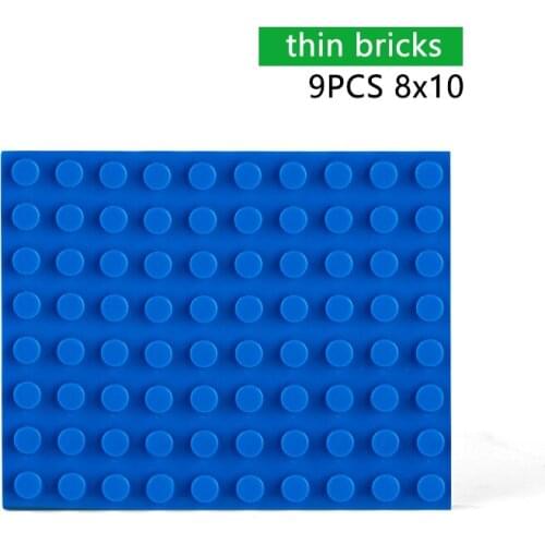 DIY Building Blocks Thin Bricks 9pcs 8x10Dots Educational Creative Size Compatible With Other Brand Assemble Toys for Children