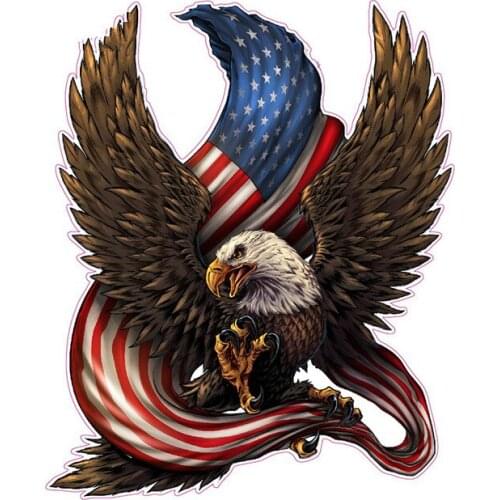 Beautiful American Bald Eagle American Flag KK Cover Scratches Car Sticker PVC 13cm X 11cm