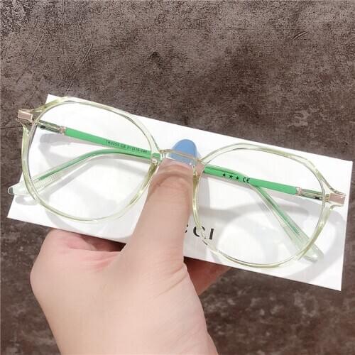 Men Women Glasses Frame Retro Fashion Computer Anti-Blue Light Transparent Plastic Frame Irregular Round Eyeglasses
