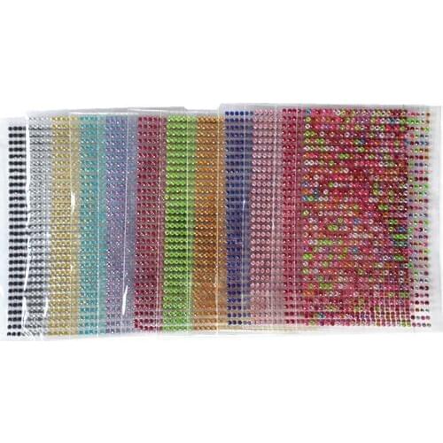 Scrapbook sticker 3mm 750pcs/set Self-adhesive Acrylic Rhinestones Sticker Mobile Diamond decoration drill stickers for car