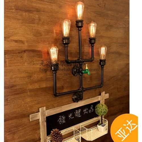 Water pipe factory large iron source wall lamp design minister Edison creative industry retro nostalgic wall lamp