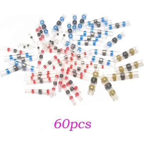 New 60PCS Soldering Sleeve Waterproof Solder & Seal Heat Shrink Butt Connectors kits Red Blue White Yellow 1.5-6.0mm Termina