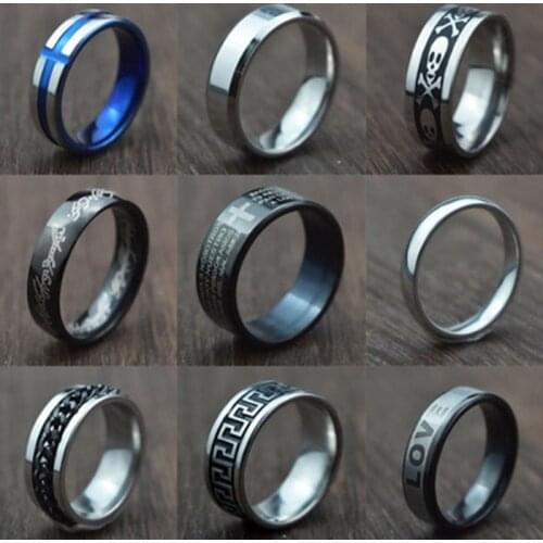 New Vintage Laser Pattern Stainless Steel Ring Mens Ring For Women Loki Couple Rings 2021 Trend Fashion Jewelry Party Gift
