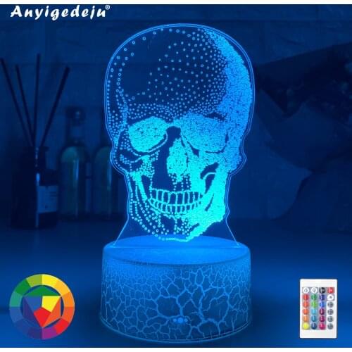 Newest Amazing Skull 3D Night Light LED USB Lamp Halloween Punisher Mood Colorful Scared Theme Lights Home Decration