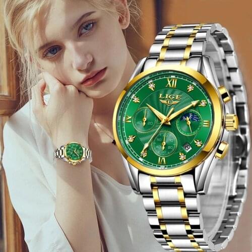 New LIGE Gold Women Watch Business Quartz Watch Ladies Top Brand Luxury Female Wrist Watch Girls Clock Relogio Feminin 2021+Box