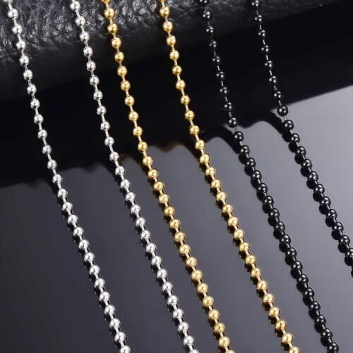 Wholesale 10pcs/lot Stainless Steel Gold Black Ball Chain Necklace Bracelet Keychain Trinket Dog Tag 15cm-100cm