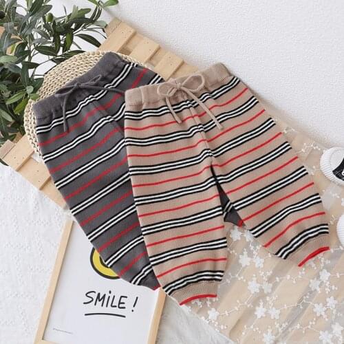 2021autumn Winter Boys Girls Stripe Pants