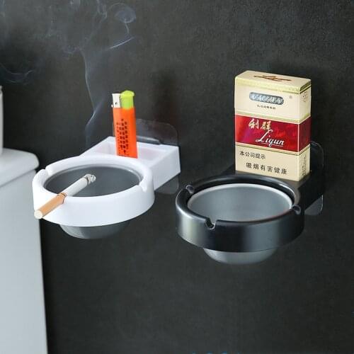 Punch-Free Creative Bathroom Personality Ashtray Household Wall-Mounted Balcony Stainless Steel Ashtray