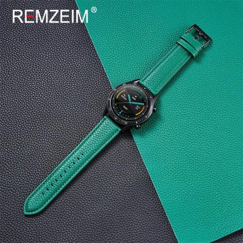 Lychee Grain Leather Watch band Strap for Samsung Galaxy Watch 42 46mm Gear S3 Sport Watchband Quick Release 20mm 22mm Green