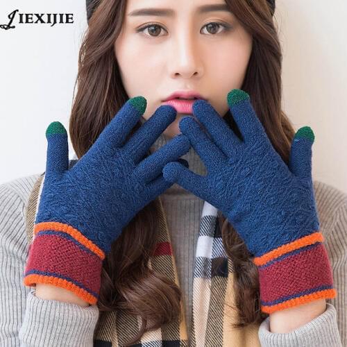 Touch Screen Gloves Fashion Women Winter Warm Gloves Touch Screen Sport Gloves Plus warm knitted wool gloves Men jxj-104