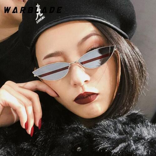 WarBLade red small sunglasses women 2018 fashion sexy cat eye sun glasses for women summer accessories metal frame candy color