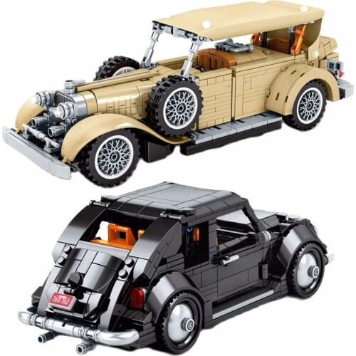 Antique Cars Buliding Blocks Retro Classic Cars City Model Bricks Speed Champion Supercar Race Kds Toys