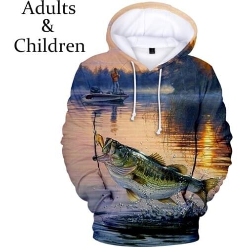 Comfortable 3D fish hoodies men women Sweatshirts Hot print fish childrens fashion hooded casual boys girls Autumn pullovers