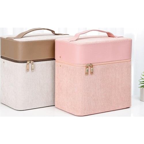 Large Capacity Cosmetic Bag Professinal Solid Color Women Multilayer Travel Makeup Case Beauty Salon Tattoos Nail Art Tool Bin